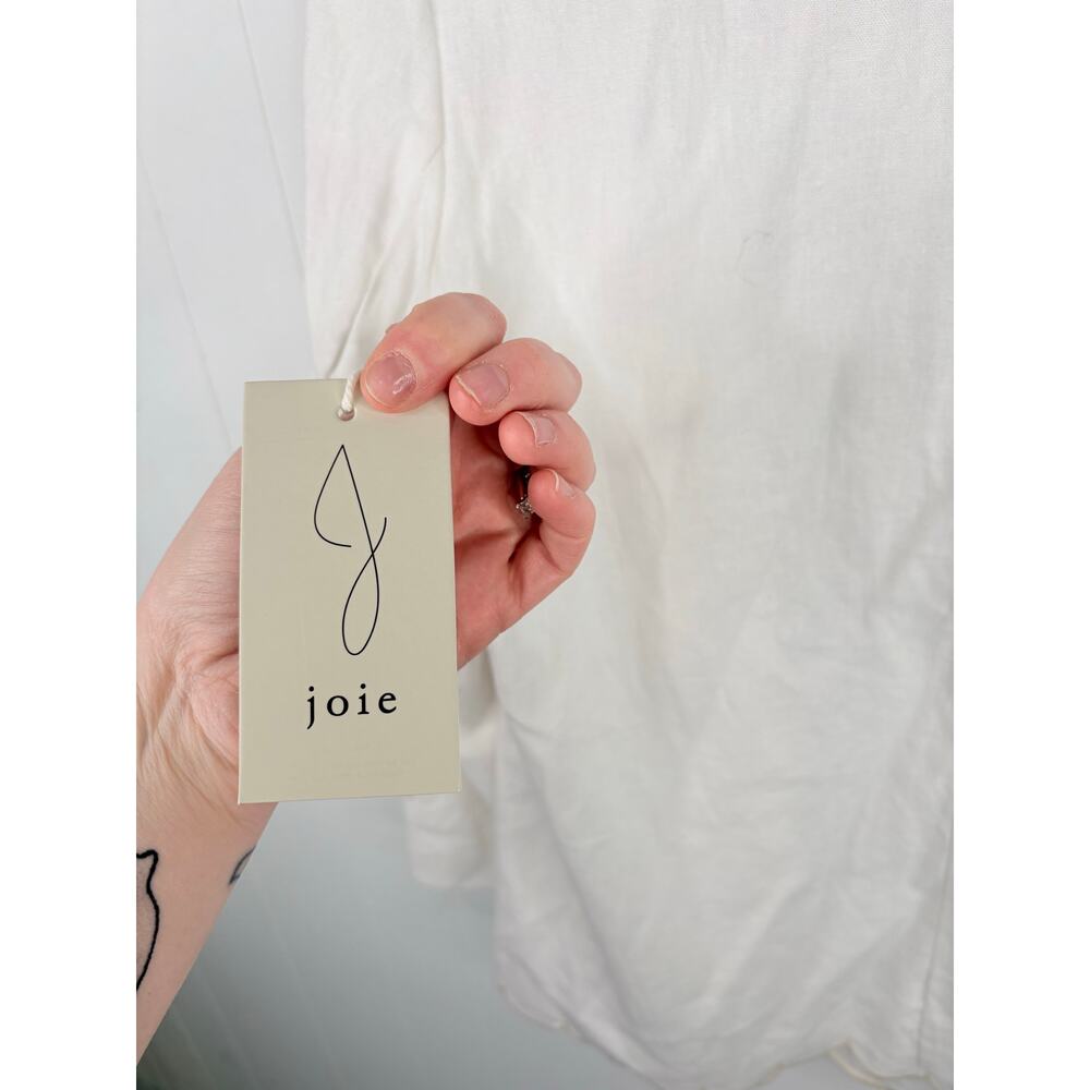 Joie | Linen Blend Embroidered Scallop Edge Blazer Jacket Small Ivory White - Picture 10 of 10
